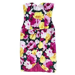 Victor Costa for Saks Fifth Avenue Size 6 Women's Pink Floral Mini Vintage Dress